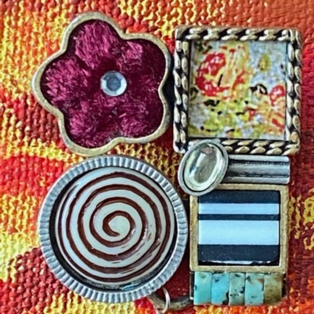 HANDMADE ARTISAN Pin Multi Material Floral Whimsical